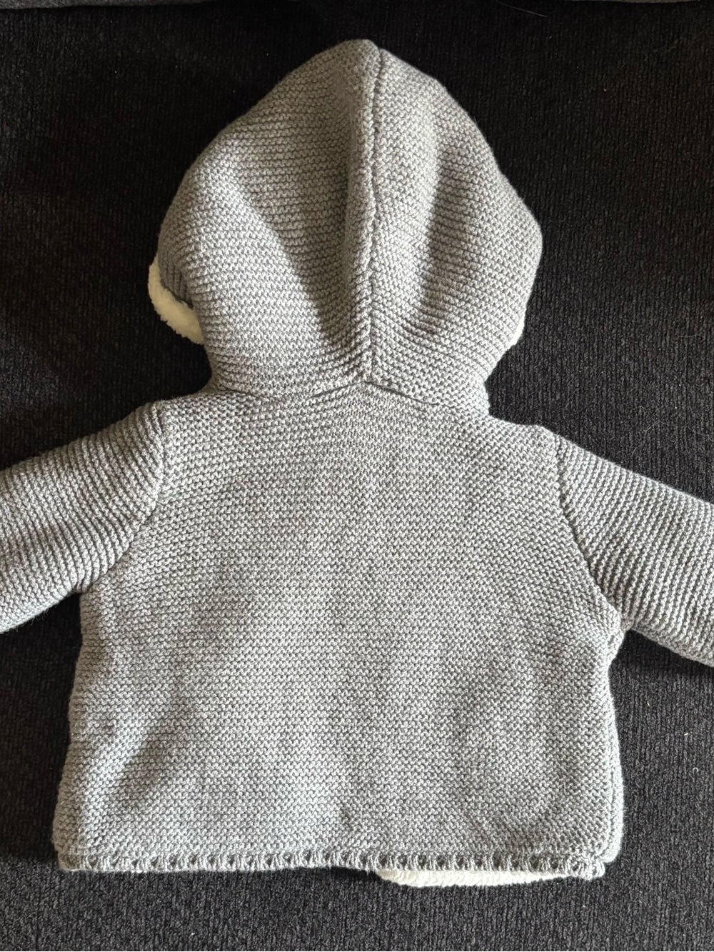 Carter's Gray Knit Hooded Jacket with Cream Sherpa Lining - Picture 2 of 3